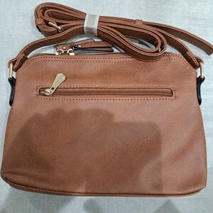 Women Solid Elegant Multi-pockets Casual PU Leather Crossbody Shoulder Bag Brown